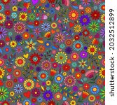 flower pattern. doodle flowers... | Shutterstock .eps vector #2032512899