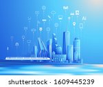 vector of smart city and... | Shutterstock .eps vector #1609445239