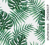 watercolor tropical palm leaves ... | Shutterstock .eps vector #290260619