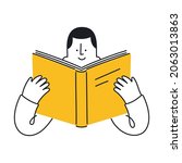 man reading a book. education ... | Shutterstock .eps vector #2063013863