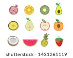 set of fruit in cut and whole.... | Shutterstock .eps vector #1431261119