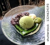 matcha green tea ice cream with ... | Shutterstock . vector #1324624193