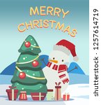 happy snowman with christmas... | Shutterstock .eps vector #1257614719