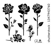 flower icon. rose silhouettes... | Shutterstock .eps vector #1347943760