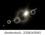 Lens flare sunlight light effect on transparent. Stock vector illustration. Available kind of PNG with Screen blend mode.