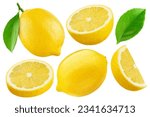 Lemon isolated on white background, collection