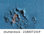 Blue Peeling Paint On The Wall. ...