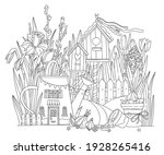 spring flowers coloring pages.... | Shutterstock .eps vector #1928265416