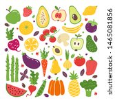 doodle flat fruits and... | Shutterstock . vector #1465081856