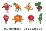 cartoon vegetables exercises.... | Shutterstock .eps vector #1613125936