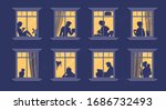 neighbors in windows. cartoon... | Shutterstock .eps vector #1686732493