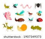 Cute Bugs Set. Cartoon Colorful ...