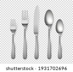 realistic cutlery. 3d metallic...