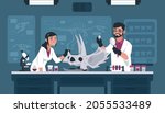 scientists with fossil in lab.... | Shutterstock .eps vector #2055533489