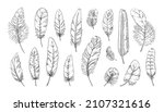 hand drawn feather. engraved... | Shutterstock .eps vector #2107321616