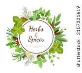 cooking herbs banner. cartoon... | Shutterstock .eps vector #2107321619