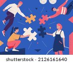 teamwork puzzle concept. people ... | Shutterstock .eps vector #2126161640