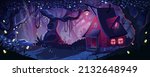 cabin in night forest. cartoon... | Shutterstock .eps vector #2132648949