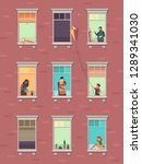 windows with people. opened... | Shutterstock .eps vector #1289341030