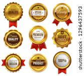 gold badges seal quality labels.... | Shutterstock .eps vector #1296437593