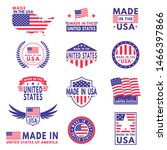 usa labels. flag made america... | Shutterstock . vector #1466397866