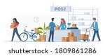 post delivery office. postmen ... | Shutterstock .eps vector #1809861286