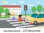 violation road rules. kids... | Shutterstock .eps vector #1974816440