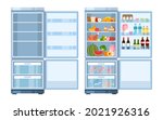 fridge. open empty refrigerator ... | Shutterstock .eps vector #2021926316
