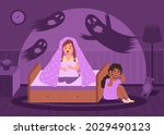 children nightmares. scared... | Shutterstock .eps vector #2029490123