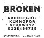 broken alphabet. crash font ... | Shutterstock .eps vector #2055367106