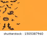 halloween paper decorations on... | Shutterstock . vector #1505387960