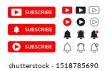 flat button with red subscribe... | Shutterstock .eps vector #1518785690