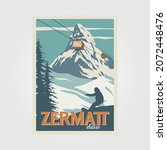 Zermatt Ski Resort Vintage...