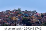 Colorful hillside houses and balconies in the upper part of Guanajuato.