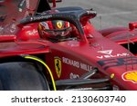 Small photo of MONTMELO, SPAIN - February 24, 2022: Carlos Sainz Jr, from Spain competes for the Scuderia Ferrari at the winter testing of the 2022 FIA Formula 1 championship.