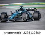 Small photo of MONTMELO, SPAIN - May 20, 2022: Lance Stroll, from Canada competes for Aston Martin F1 . Practice, round 06 of the 2022 F1 championship.