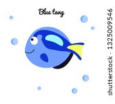 Blue Tang Cartoon Fish With...