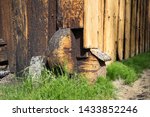 Small photo of Detail of the Kvikne Stave Church, a cruciform church dating from 1764 in the municipality of Nord-Fron in Oppland county, Norway. Medieval technical solutions. Wooden tarry wall.