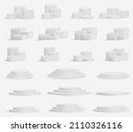 3d white square and round... | Shutterstock .eps vector #2110326116