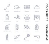 Set Of 16 Thin Linear Icons...