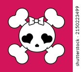 cute skull with bow and... | Shutterstock .eps vector #2150223499
