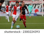 Small photo of ROTTERDAM, NETHERLANDS - MAY 7 2023: Mats Wieffer, Julian Baas during the match between Excelsior Rotterdam and Feyenoord at Van Dongen De Roo Stadion