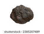 Small photo of Cut out raw magnetite mineral rock stone isolated on white background. main iron ores.