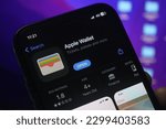 Small photo of New York, USA - May 4, 2023: Apple Wallet logo is displayed on the smartphone, Apple Wallet or simply Wallet and formerly known as Passbook
