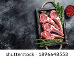 Raw Lamb Meat Chops Steaks In A ...