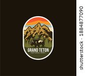 Grand Teton National Park Emblem patch logo illustration on dark background