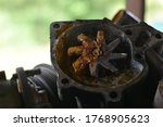 Small photo of Worn out water pump dismounted from the vehicle engine cooling system
