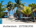 Small photo of Bonaire / Dutch Caribbean - March 5, 2017: View of the surfer`s bar Jibe City at Sorobon beach
