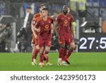 Small photo of 10th Feb 2024; Stadio Olimpico, Roma, Italy; Serie A football; Roma versus Internazionale Milano; Gianluca Mancini of AS Roma and Romelu Lukaku of AS Roma