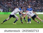 Small photo of 9st Mar 2024; Stadio Olimpico, Roma, Italy; Guinnes Six Nation Rugby; Italy versus Scotland; Ange Capuozzo of Italy and Scott Cummings of Scotland